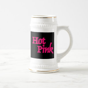 Chope À Bière Hot rose noir main gauche blanc stein or tringle