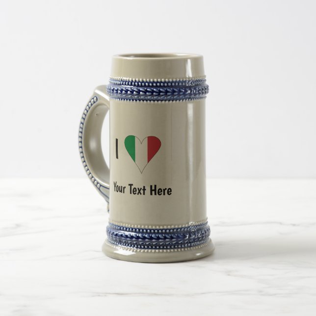 Chope À Bière I (Italian Flag Heart Love) Your Text (Devant gauche)