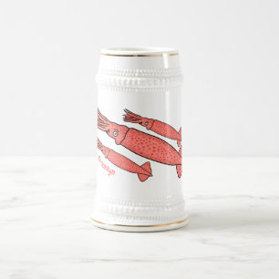 Chope À Bière Illustration de calamar rose