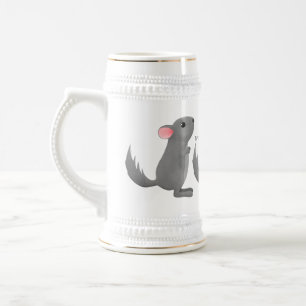 Chope À Bière Illustration de chinchilla gris mignon