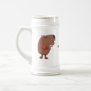 Chope À Bière Illustration de dessin animé de capybara ukulele