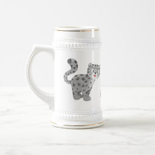 Chope À Bière Illustration de mignon léopard des neiges