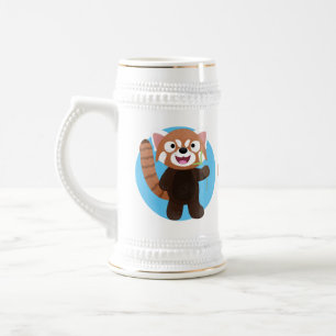 Chope À Bière Illustration de panda rouge mignon