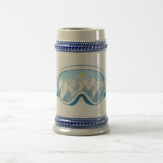 Chope À Bière Illustration des lunettes de ski de montagne