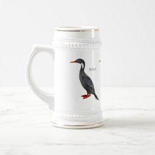 Chope À Bière Illustration d'oiseau cormoran à pattes rouges