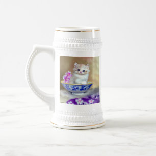 Chope À Bière Illustration vintage de chaton blanc