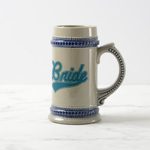 Chope À Bière Jeune mariée (bleu de manuscrit de base-ball)