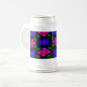 Chope À Bière Joli Motif de fleurs roses