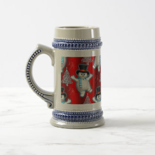 Chope À Bière Jolie Dancing Snowman Red Christmas