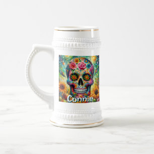 Chope À Bière Jour du crâne de sucre de la florale morte Personn