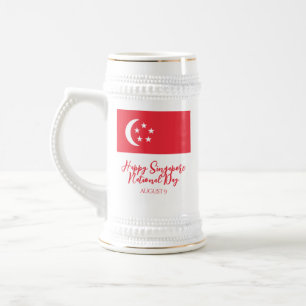 Chope À Bière Joyeuse fête nationale de Singapour Drapeau de Sin