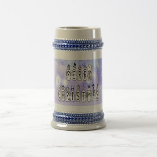 Chope À Bière Joyeux Noël gens de neige Police, Blue Tint neige