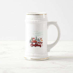 Chope À Bière Joyeux Noël Vintage Red Père Noël Truck Cadeaux