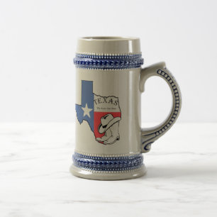 Chope À Bière La carte d'état du Texas avec l'étoile initialis