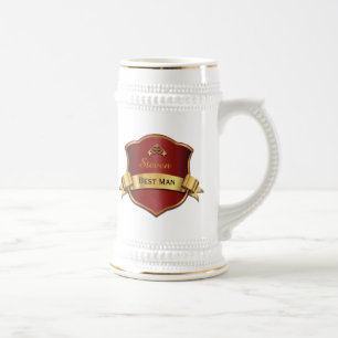 Chope À Bière Le meilleur homme de plaque rouge et goldtone