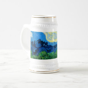 Chope À Bière Les oliviers de Van Gogh dans un paysage montagneu