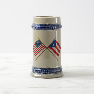 Chope À Bière Les USA et drapeaux croisés par Porto Rico