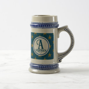 Chope À Bière Lettre de monogramme de nom de famille étoile naut
