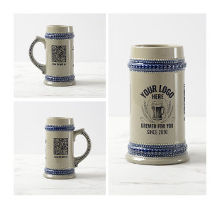 Chope À Bière Logo Marine Bleu Qr Code Entreprise Marque Barware