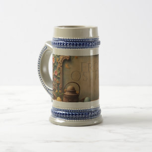 Chope À Bière Magie de Pâques vintage avec ornements floraux fes