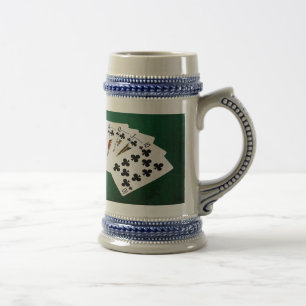 Chope À Bière Mains de poker - Brosse royale - Costume de clubs