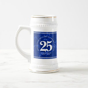 Chope À Bière Marbre Bleu Élégant 25 Anniversaire Du Travail