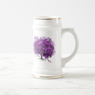 Chope À Bière Mariage de feuille de coeur pourpre de forêt