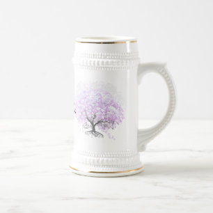 Chope À Bière Mariage Oiseau Arbre Lavande Feuille de Coeur Vint