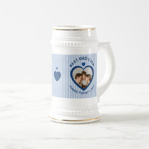 Chope À Bière Meilleur Papa Ever Carte Photo à Coeur Modèle Mini