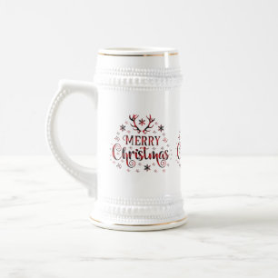 Chope À Bière Merry Christmas Snowflakes