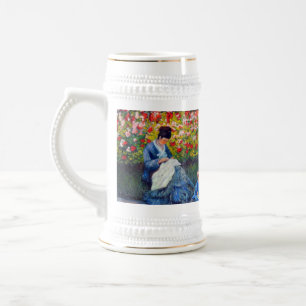 Chope À Bière Monet mère et enfant dans le jardin