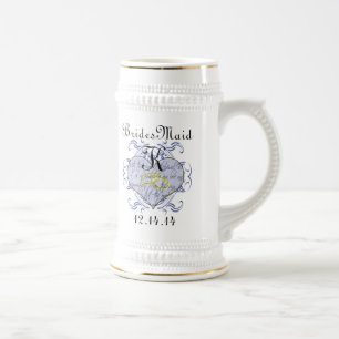 Chope À Bière Monogramme Mariage Vow Heart