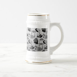 Chope À Bière Motif atomique noir et blanc Stein