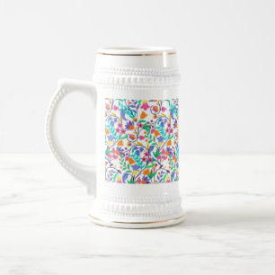 Chope À Bière Motif floral exotique coloré