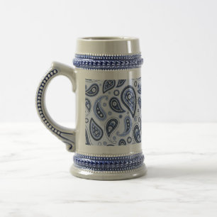 Chope À Bière Motif Paisley Bleu
