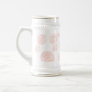 Chope À Bière Motif rose rose assez mou sur blanc.