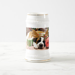 Chope À Bière Noël - St Bernard - bleu
