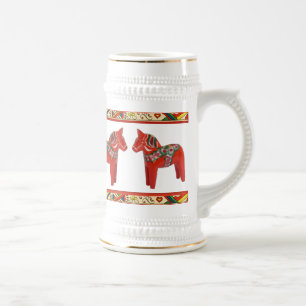 Chope À Bière Noël Stein de chevaux de Dala de Suédois