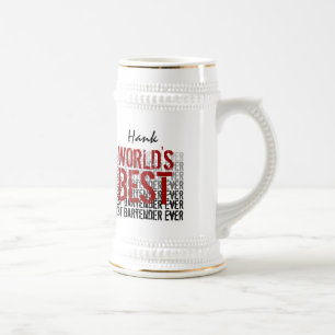 Chope À Bière Nom personnalisé du meilleur barman du monde