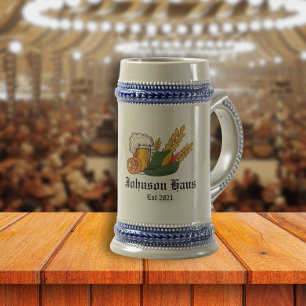 Chope À Bière Oktoberfest allemand, Nom de famille personnalisé