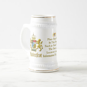 Chope À Bière OKTOBERFEST Bavière Véritable Blason PERSONNALISÉ