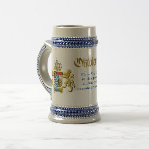 Chope À Bière Oktoberfest personnalisable blason de Bavière 