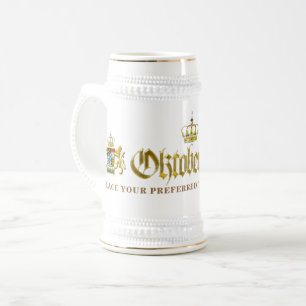Chope À Bière OKTOBERFEST PERSONNALISÉ Blason de Bavière doré