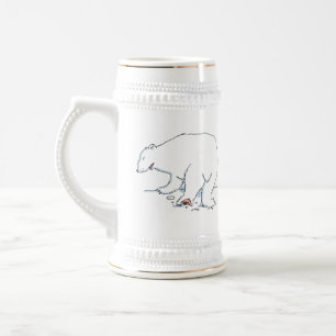 Chope À Bière Ours polaire blanc stein avec garniture or