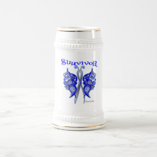 Chope À Bière Papillon celtique de survivant - cancer du colon