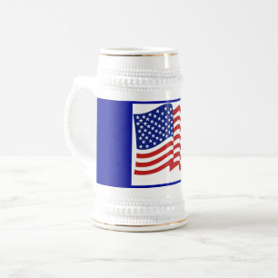 Chope À Bière Patriotique Blue Gold US Drapeau Beer Stein