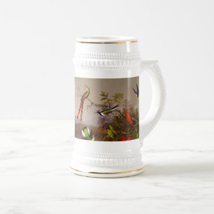 Chope À Bière Paysage tropical avec dix colibris