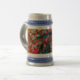 Chope À Bière Peinture Colorée Sur Arbre Et Rivière