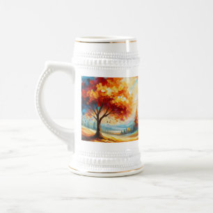 Chope À Bière Peinture de paysage avec des couleurs vives
