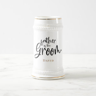 Chope À Bière Père de Groom Nom cadeau Gold Black Typographie